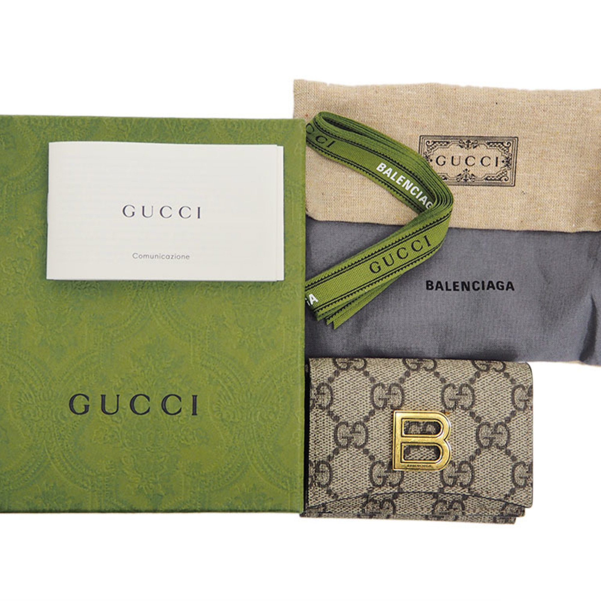 Gucci GUCCI x BALENCIAGA Hacker Project Mini 681700 Trifold Wallet Collaboration Women's Men's GG Supreme Balenciaga
