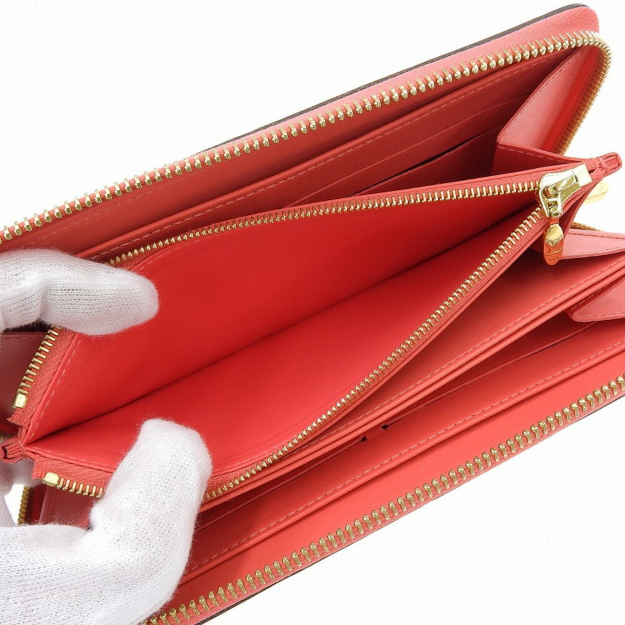 Louis Vuitton LOUIS VUITTON Vernis Zippy Wallet Round Zipper Long Rose Rich M93202