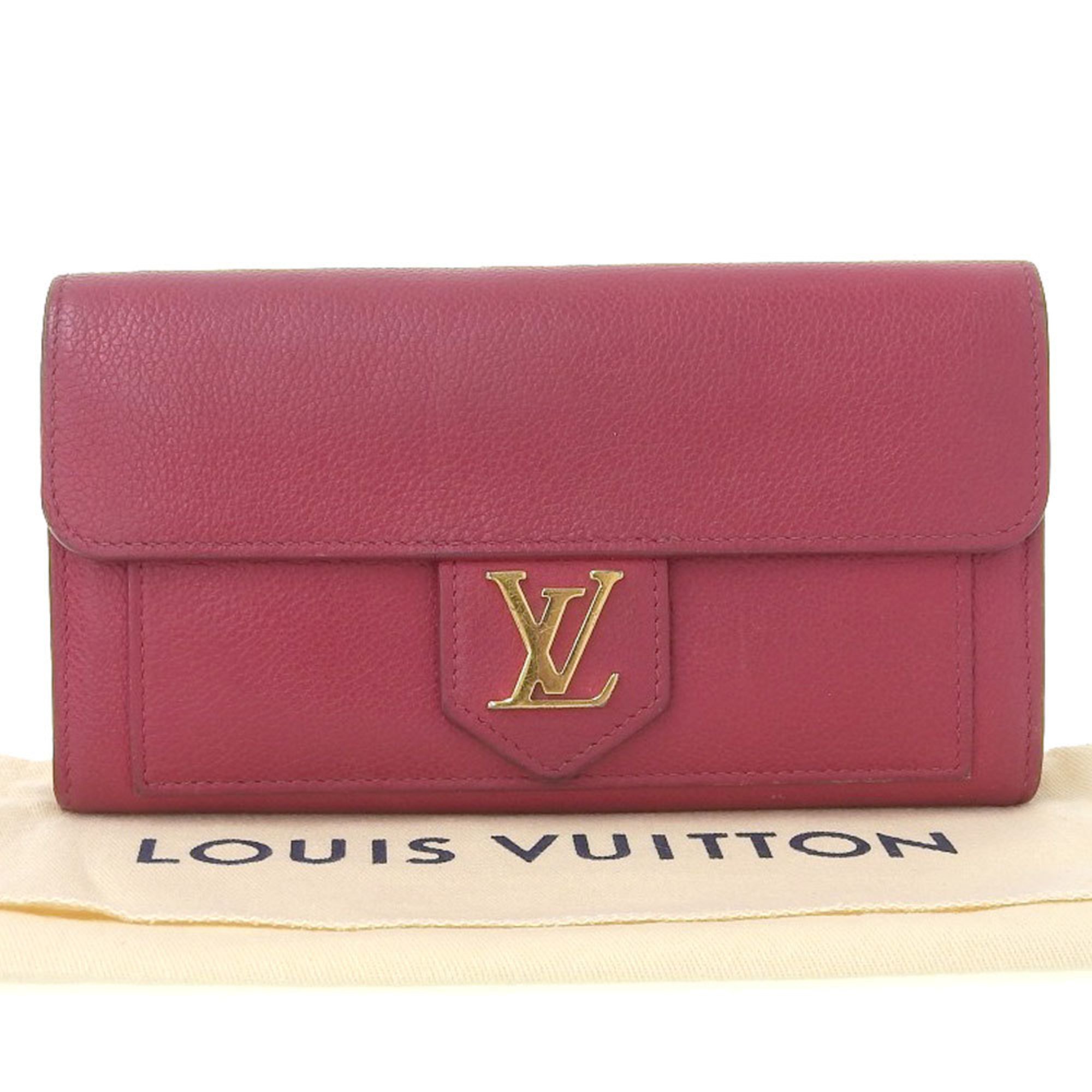 Louis Vuitton Women's Leather Long Wallet (bi-fold) Pink