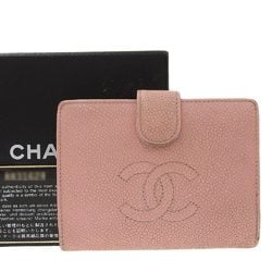 Chanel CHANEL fold wallet with gama mouth caviar skin pink A13497 seal 8 series coco mark logo
