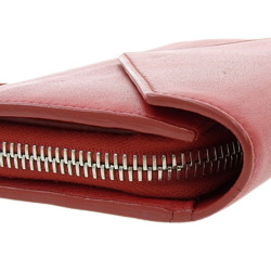 Balenciaga BALENCIAGA Paper Manny Zip Around Hook Long Wallet Leather Red 371661