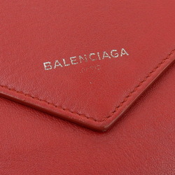 Balenciaga BALENCIAGA Paper Manny Zip Around Hook Long Wallet Leather Red 371661