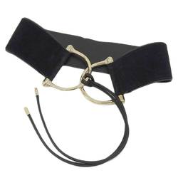 Gucci GUCCI wide belt suede black gold metal fittings XS waist