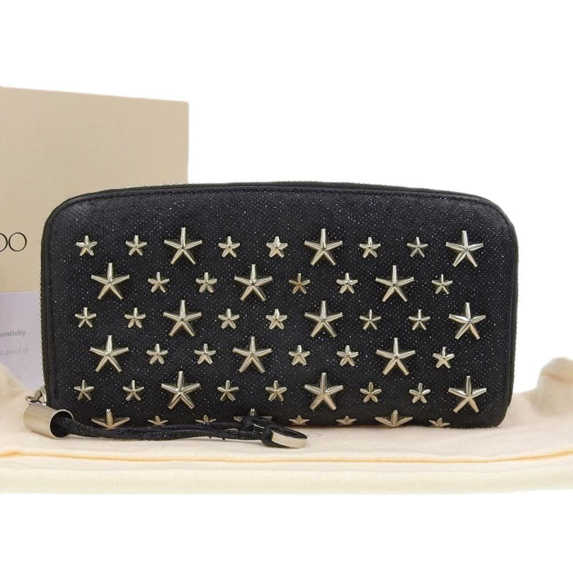 Jimmy Choo JIMMY CHOO Philippa Star Studs Round Zipper Long Wallet Leather  Black | eLADY Globazone