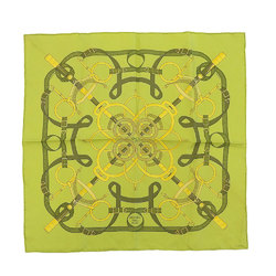 Hermes HERMES Carre 40 Apron Doll Belt Pattern Scarf Silk Green Lime