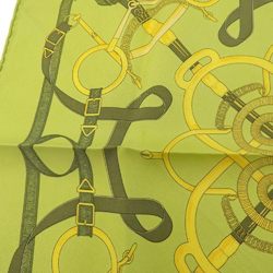 Hermes HERMES Carre 40 Apron Doll Belt Pattern Scarf Silk Green Lime