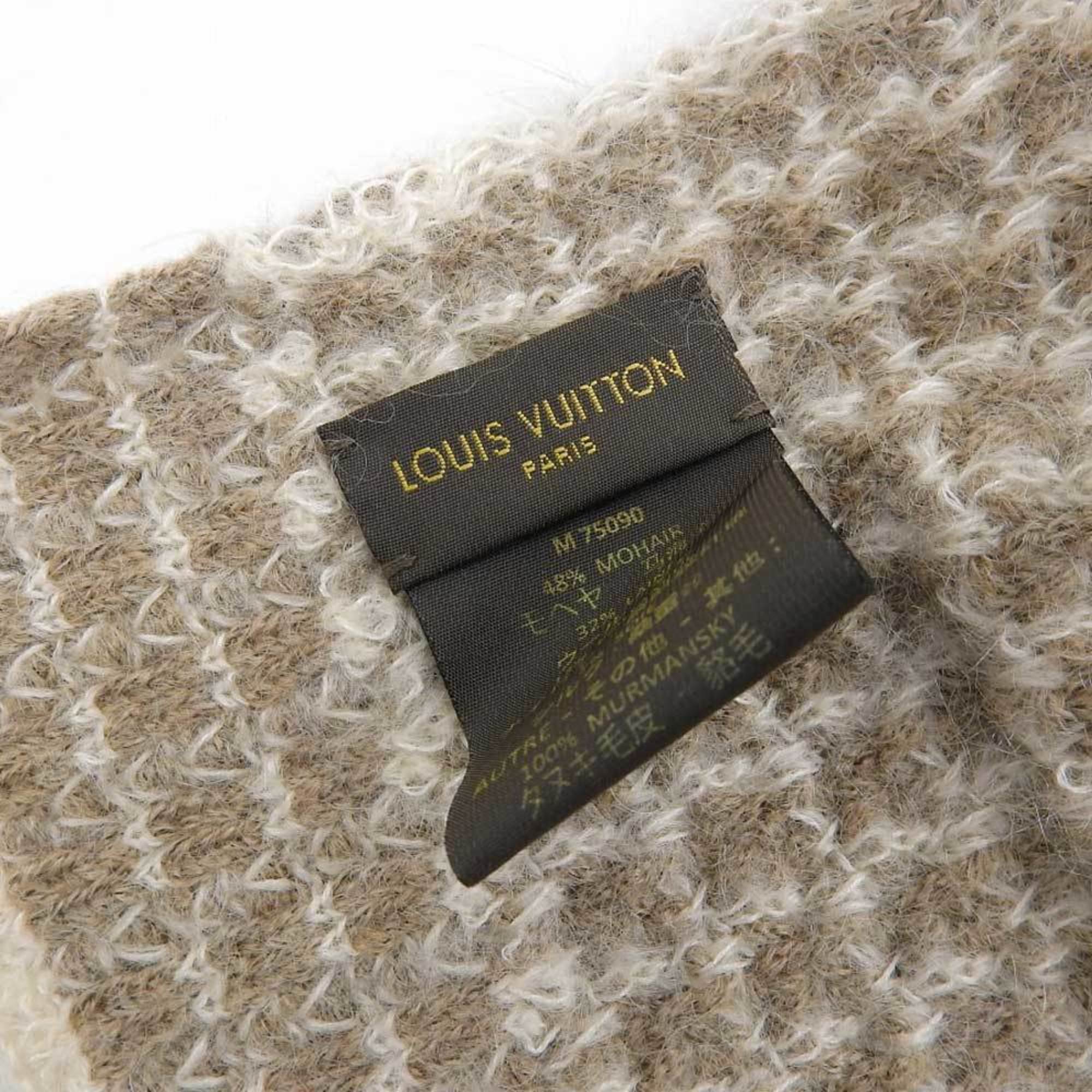 Louis Vuitton LOUIS VUITTON fur muffler mohair blend brown with pocket stole M75090