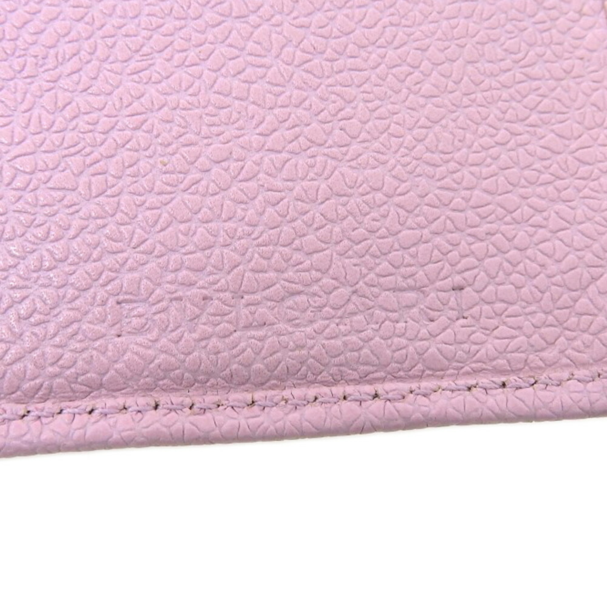 Bvlgari BVLGARI Logo Hook Attached Long Wallet Leather Pink