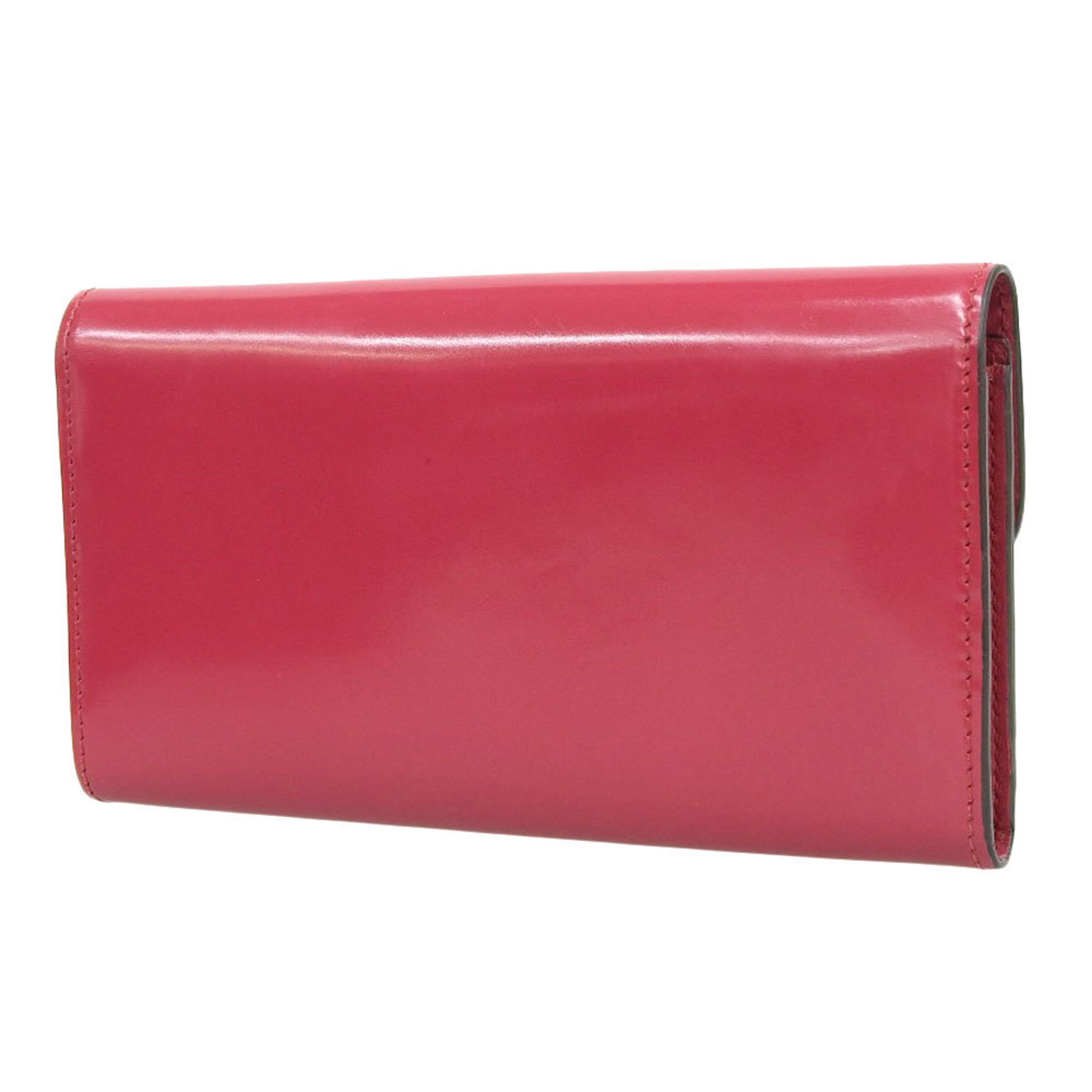 Gucci GUCCI interlocking G long wallet with hook patent leather pink 369663 203887