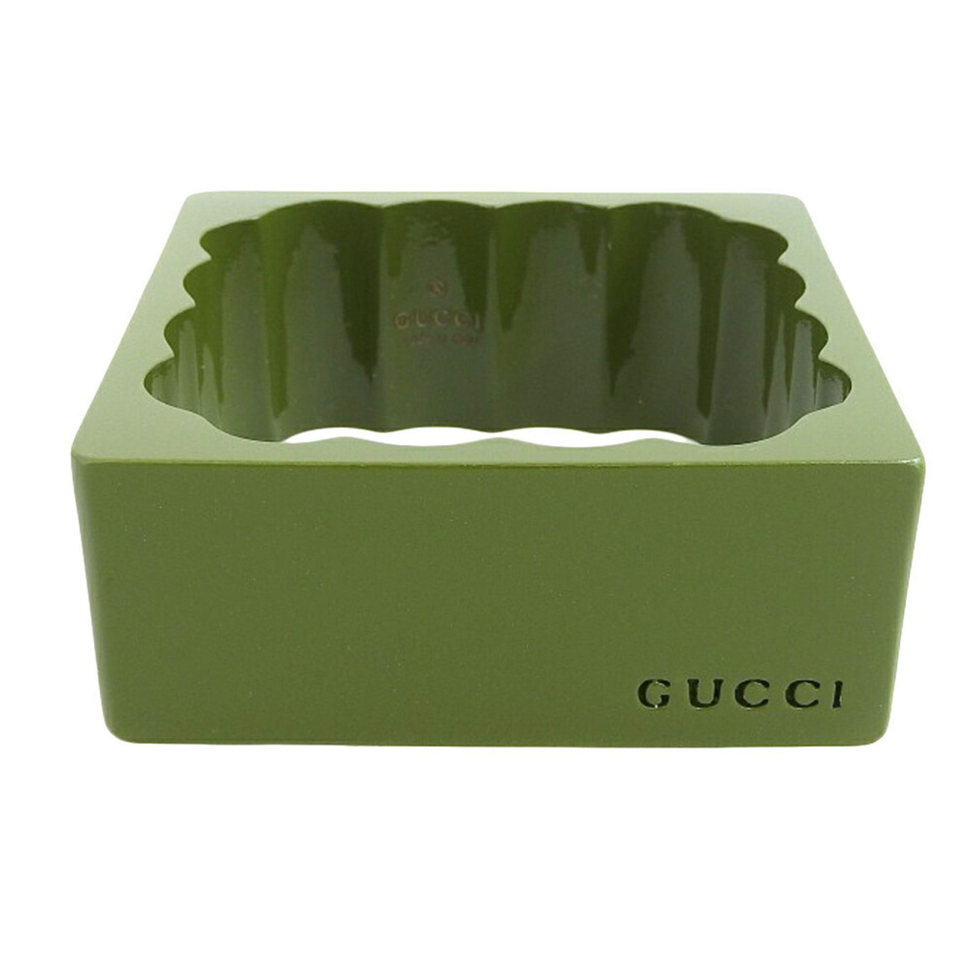 Gucci GUCCI bangle olive green M size □V carved seal