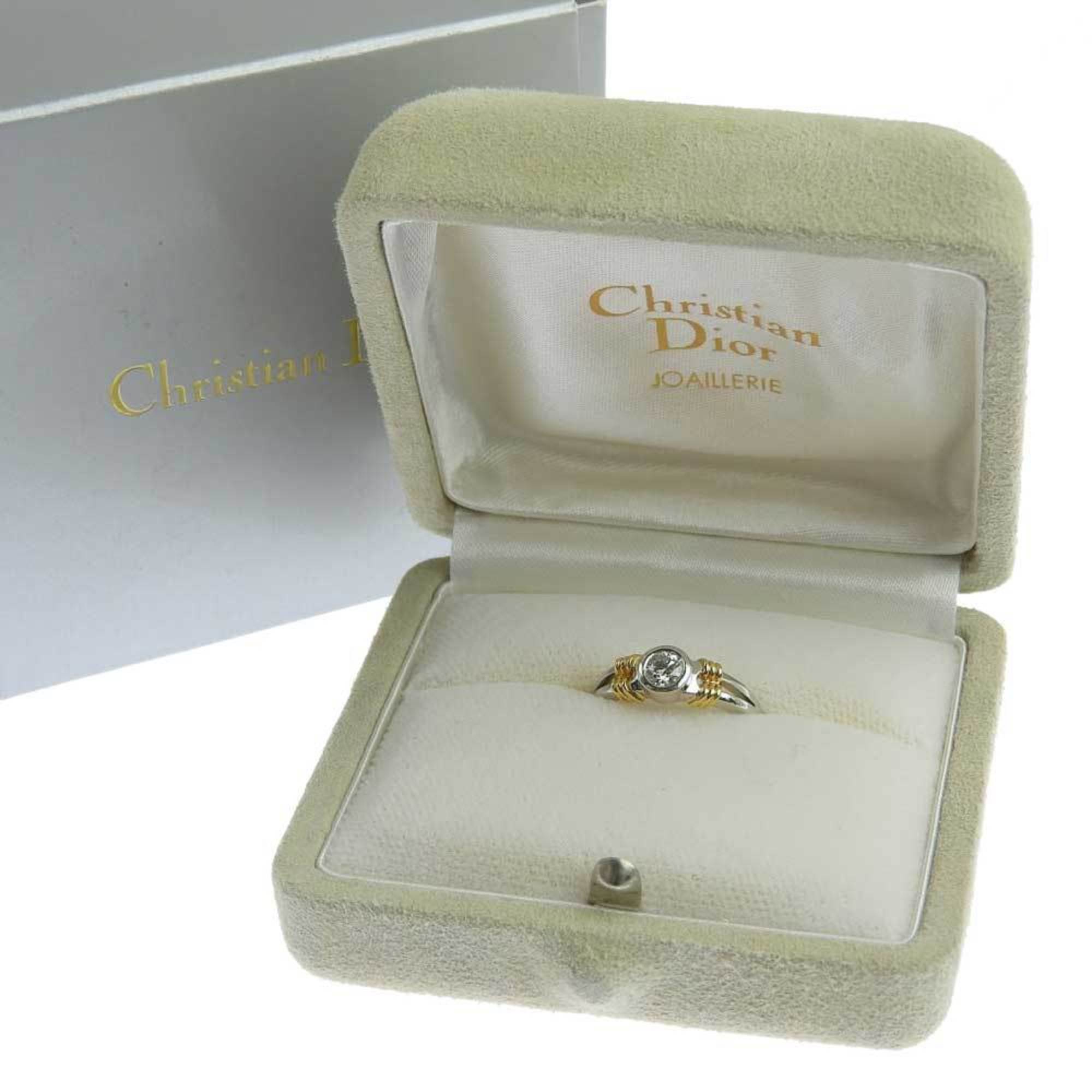 Christian Dior ring platinum Pt950 K18YG diamond 0.242ct 6.5