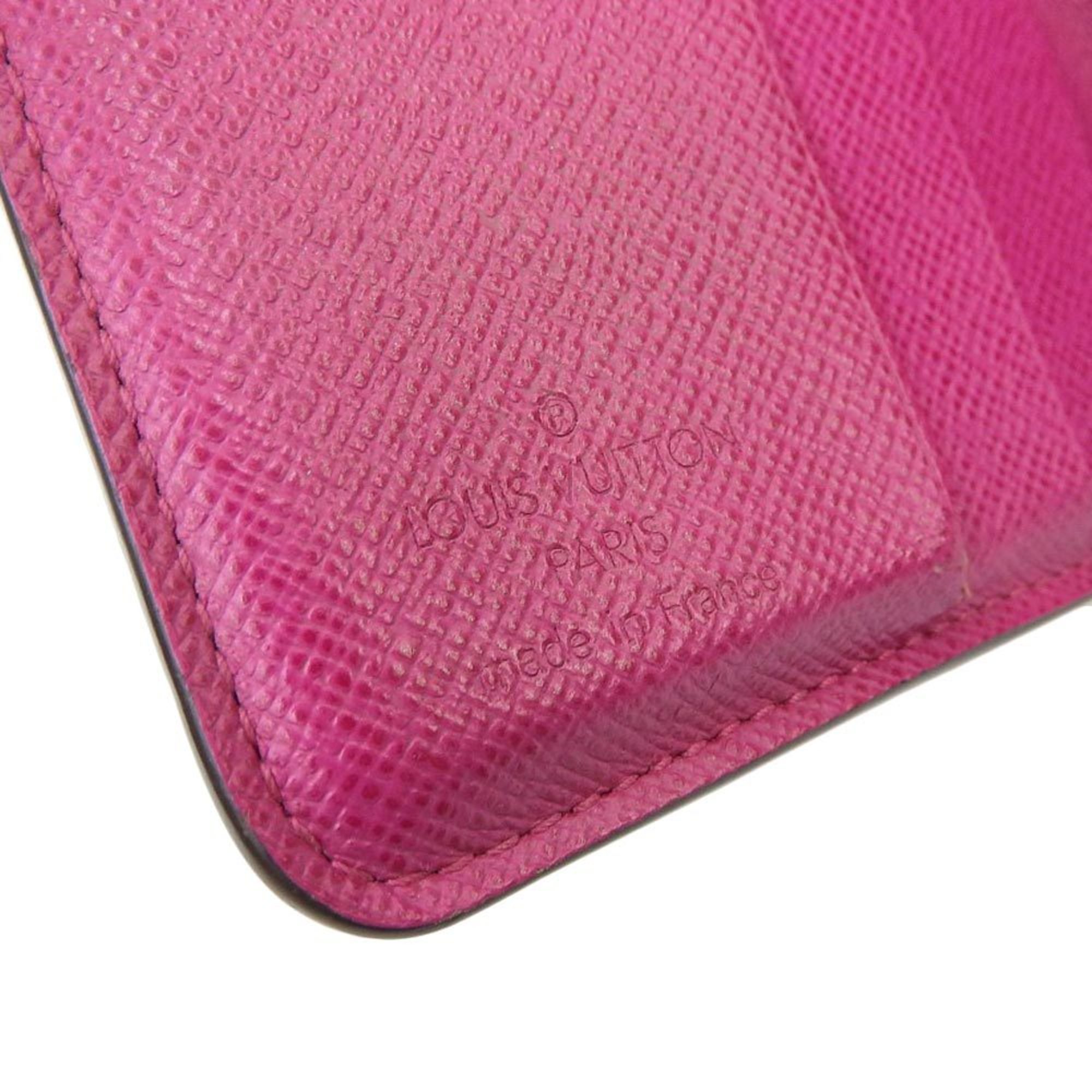 Louis Vuitton LOUIS VUITTON Monogram Perfo Compact Zip Hook / Zipper Folding Wallet Fuchsia M95188