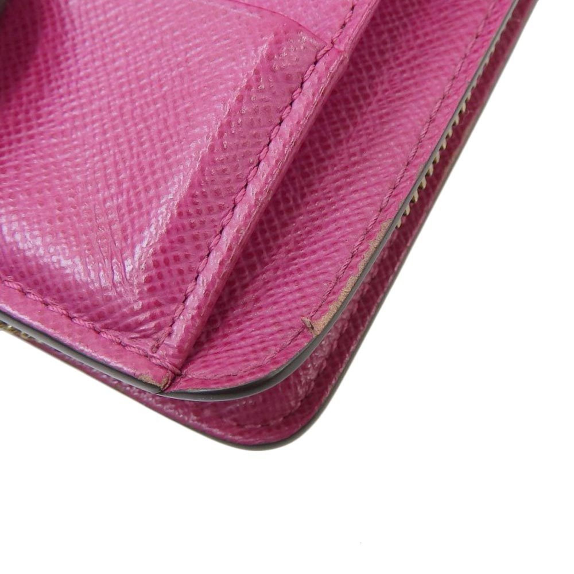 Louis Vuitton LOUIS VUITTON Monogram Perfo Compact Zip Hook / Zipper Folding Wallet Fuchsia M95188