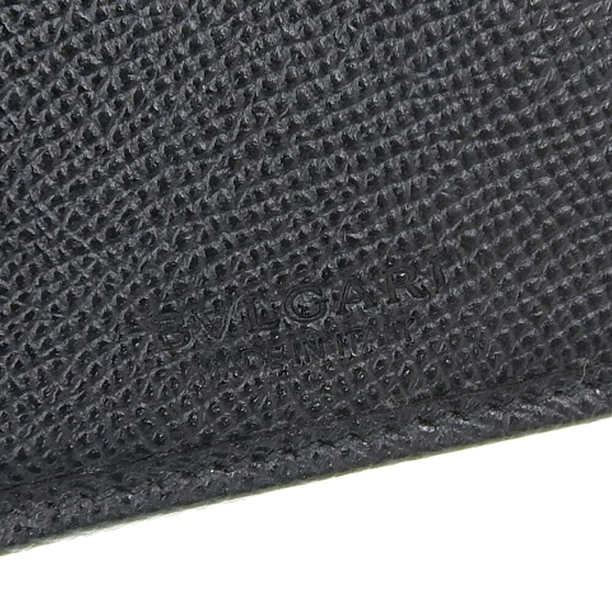 Bulgari BVLGARI logo double hook long wallet W leather black