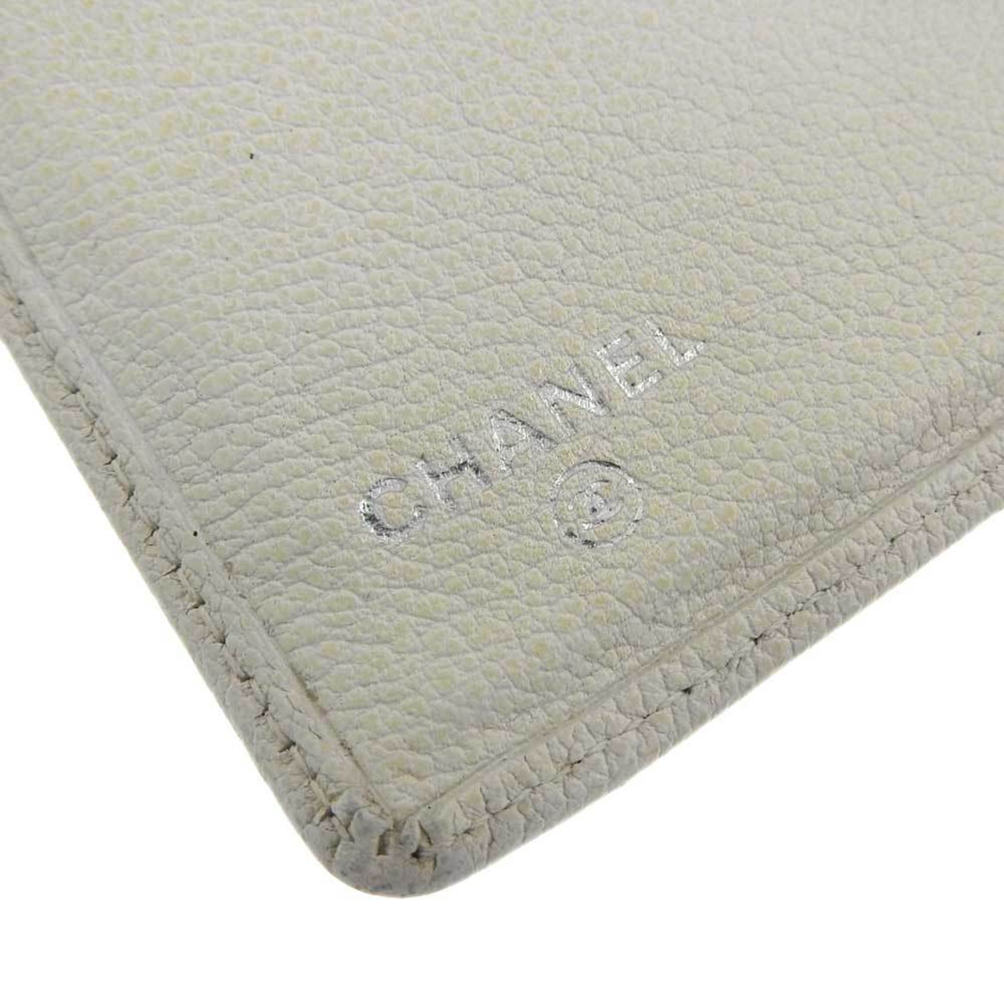 Chanel CHANEL Camellia here mark bi-fold long wallet leather ivory 13 series with seal