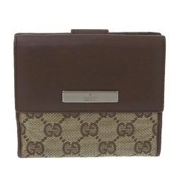 Gucci GUCCI GG Canvas W Hook Double Folding Wallet Brown 05504 2184