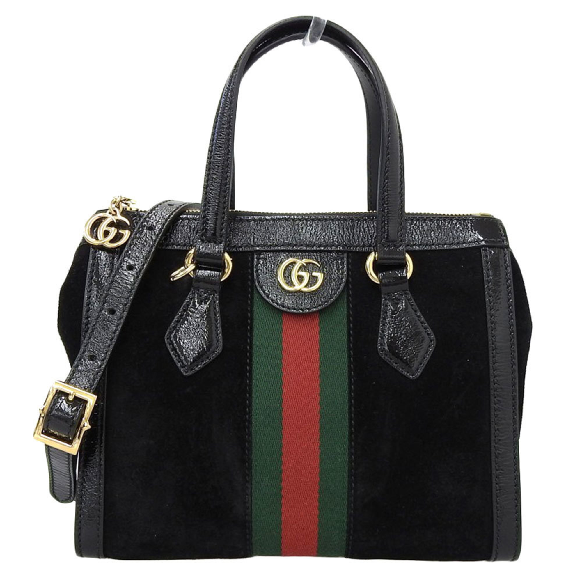 Gucci GUCCI Ophidia Sherry Line GG Double G 2WAY Bag Handbag Suede Black 547551 520981