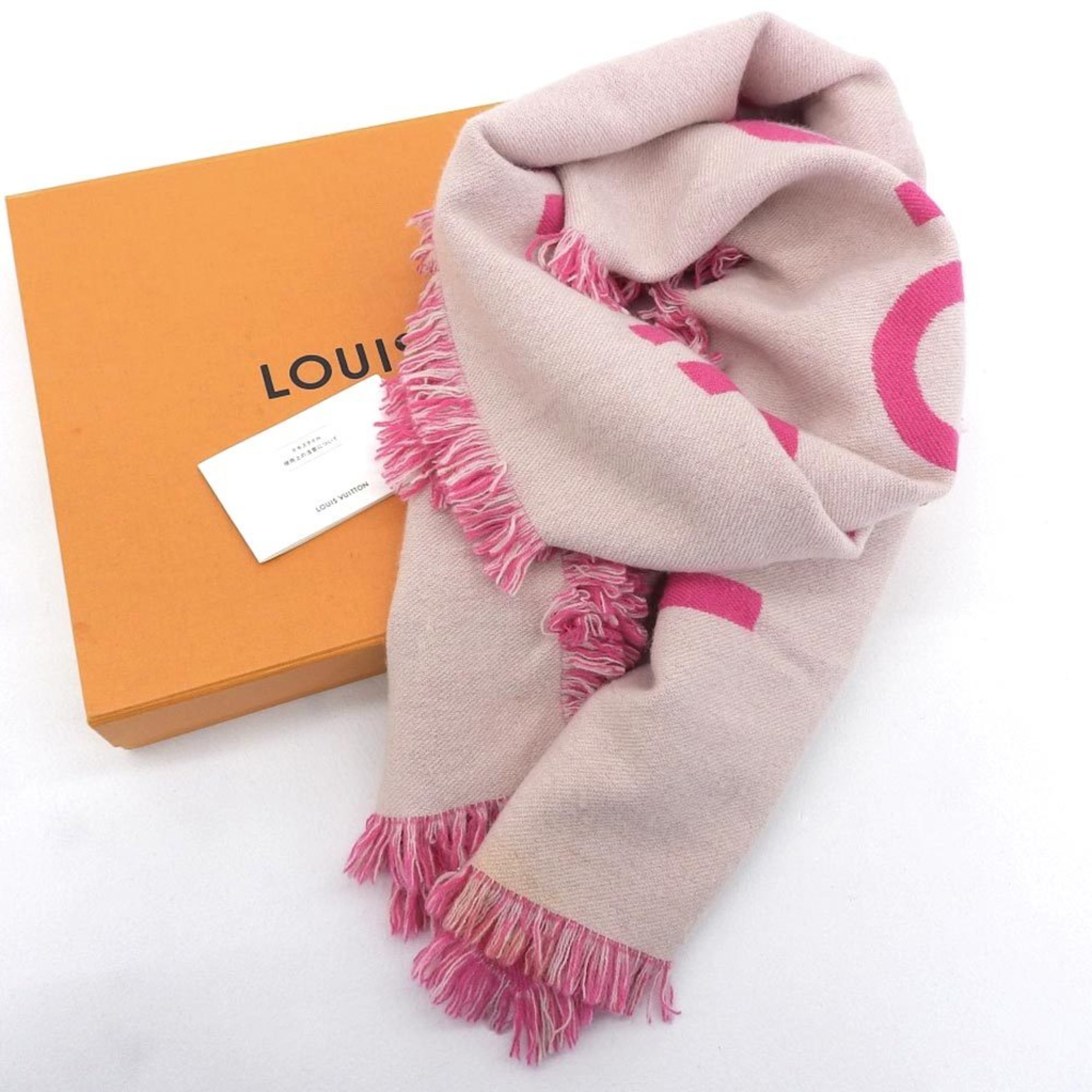 Louis Vuitton LOUIS VUITTON Escharpet Team Scarf Cashmere Wool Pink M71586