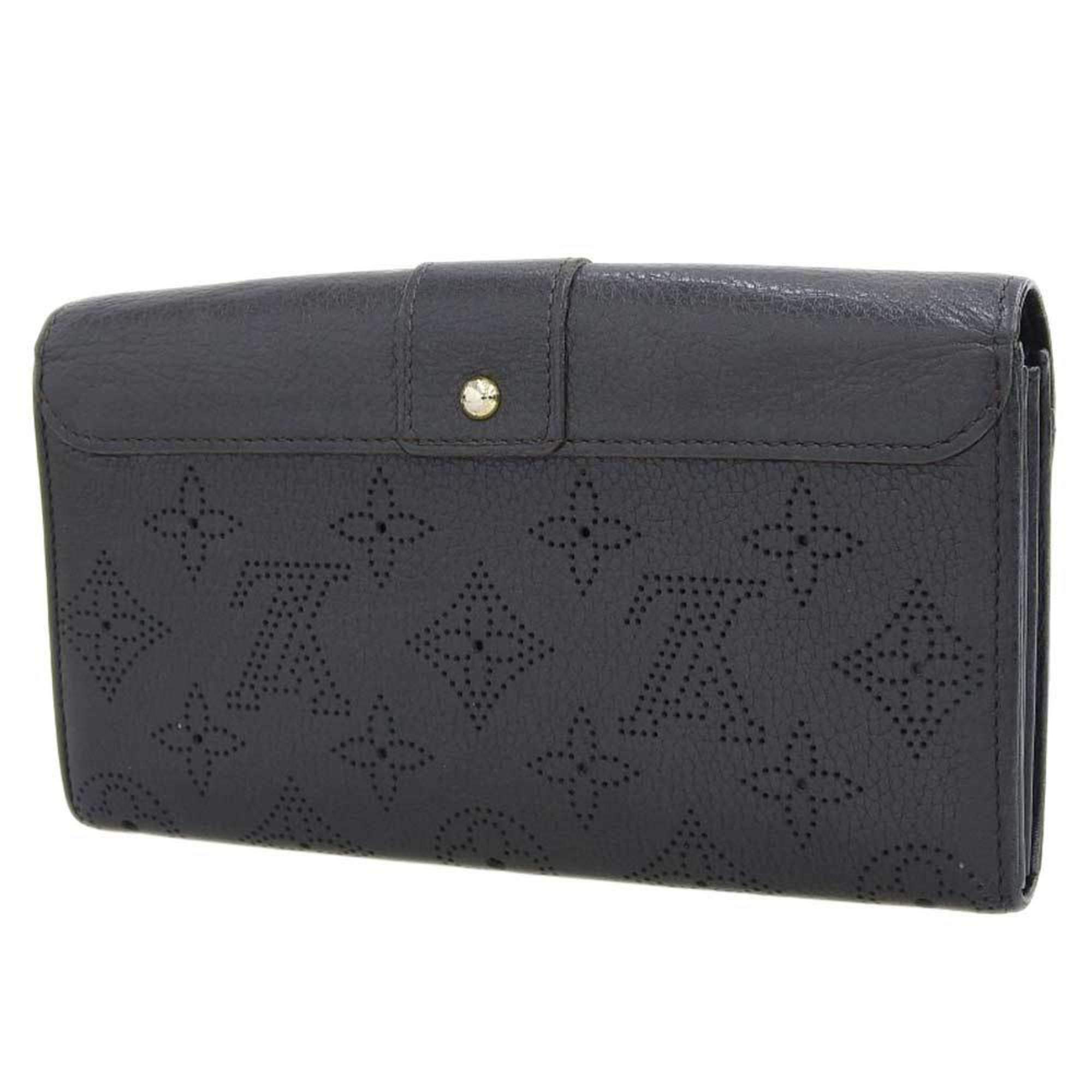 Louis Vuitton LOUIS VUITTON Mahina Portefeuille Iris Long Wallet Black M58163