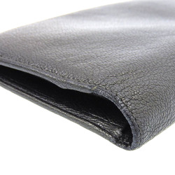 Chanel CHANEL here mark bi-fold long wallet metallic lambskin gray No. 11 with seal
