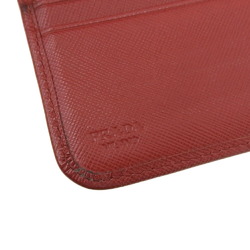 Prada PRADA Round Zipper Long Wallet Leather Red 1M1348