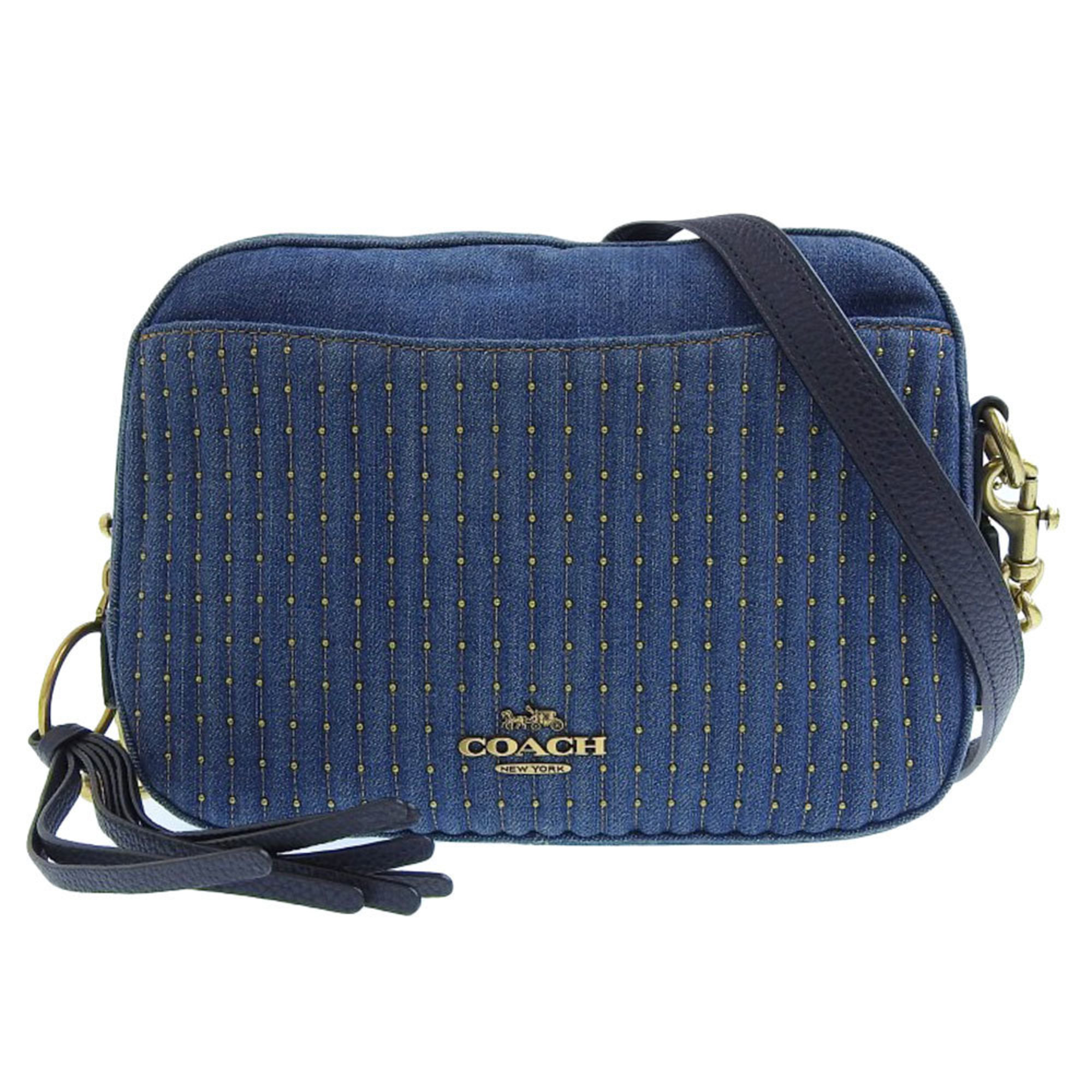 Coach COACH denim quilted studs shoulder bag blue 53622 eLADY Globazone