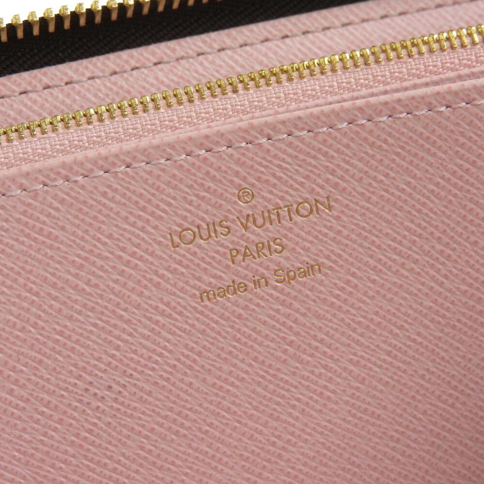 Louis Vuitton LOUIS VUITTON Damier Zippy Wallet Round Zipper Long Rose Ballerine N60046