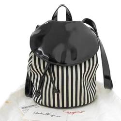 Salvatore Ferragamo Ferragamo FERRAGAMO stripe rucksack backpack black white AT 21 6186