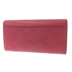 Louis Vuitton LOUIS VUITTON Monogram Implant Portefeuille Sarah Long Wallet with Hook Rose Bruyère M62056