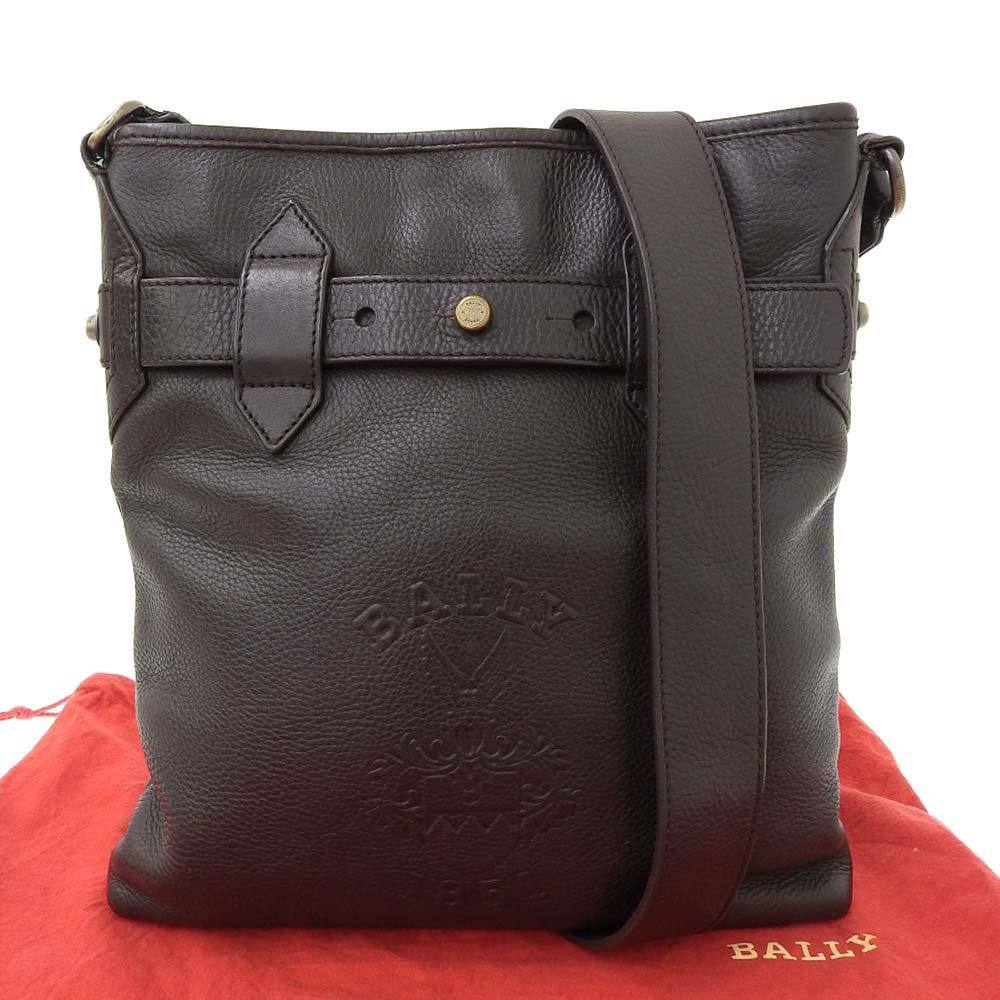 Barry BALLY logo shoulder bag dark brown HELEY GG GF | eLADY Globazone