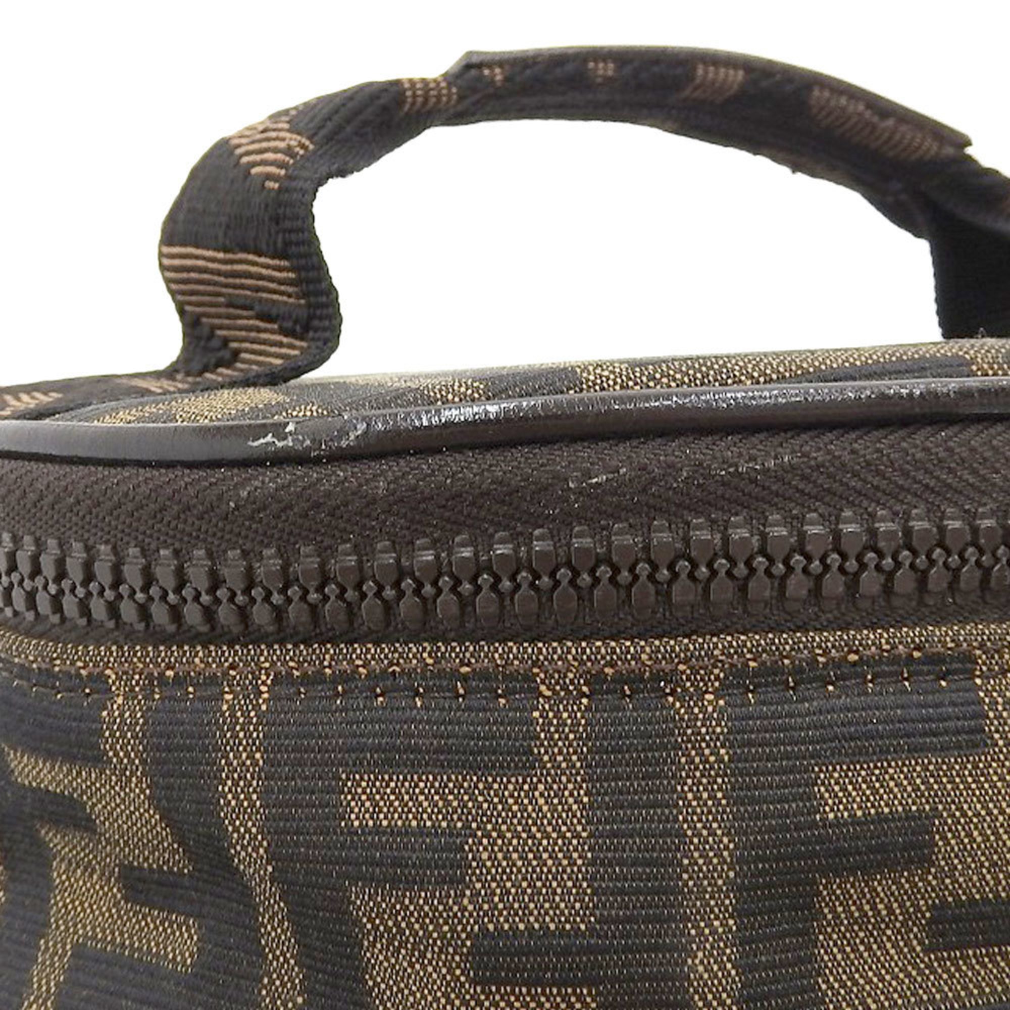 FENDI Zucca Pattern FF Vanity Bag Handbag Pouch Canvas Brown