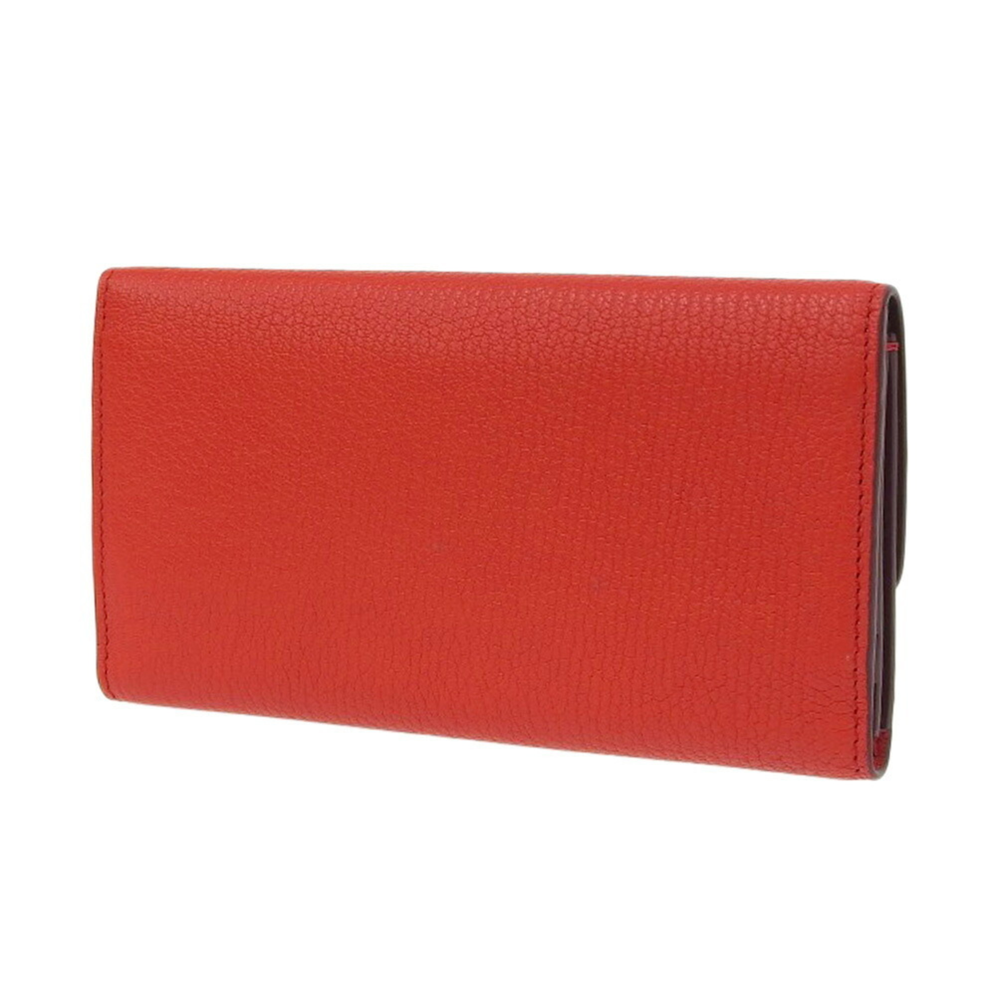 Burberry BURBERRY High Burry D ring Continental wallet tri-fold long leather red
