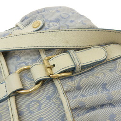 Celine Macadam Logo Crossbody Shoulder Bag Canvas x Leather White Blue