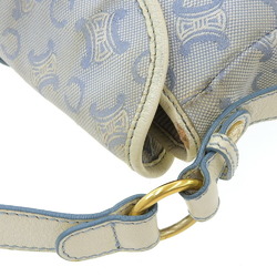 Celine Macadam Logo Crossbody Shoulder Bag Canvas x Leather White Blue