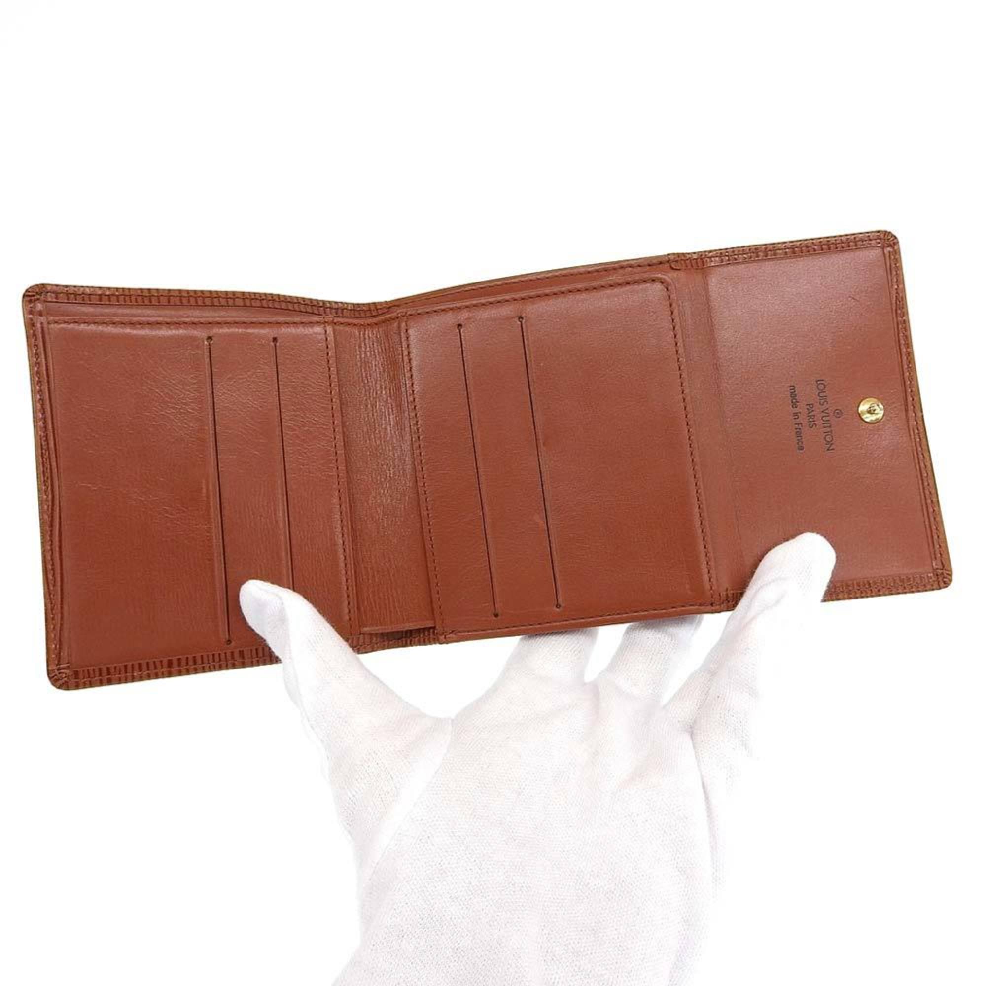 Louis Vuitton LOUIS VUITTON Epi Portomone Bie Cult Credit Double Hook Fold Wallet Brown M63483