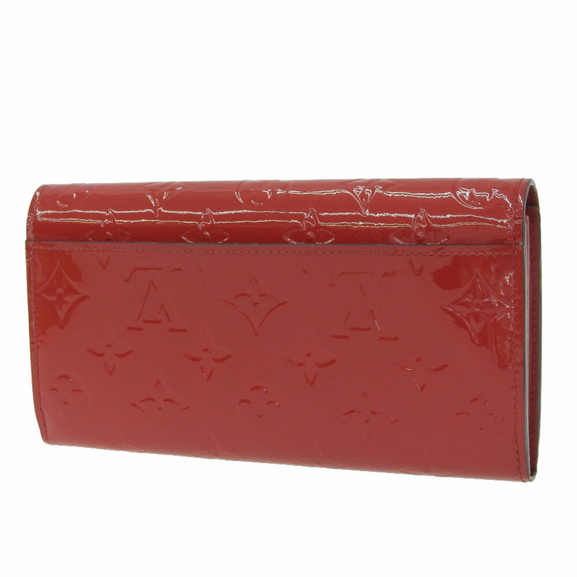 Louis Vuitton LOUIS VUITTON Monogram Vernis Portefeuille Sarah Bird Hook Long Wallet Red M90489