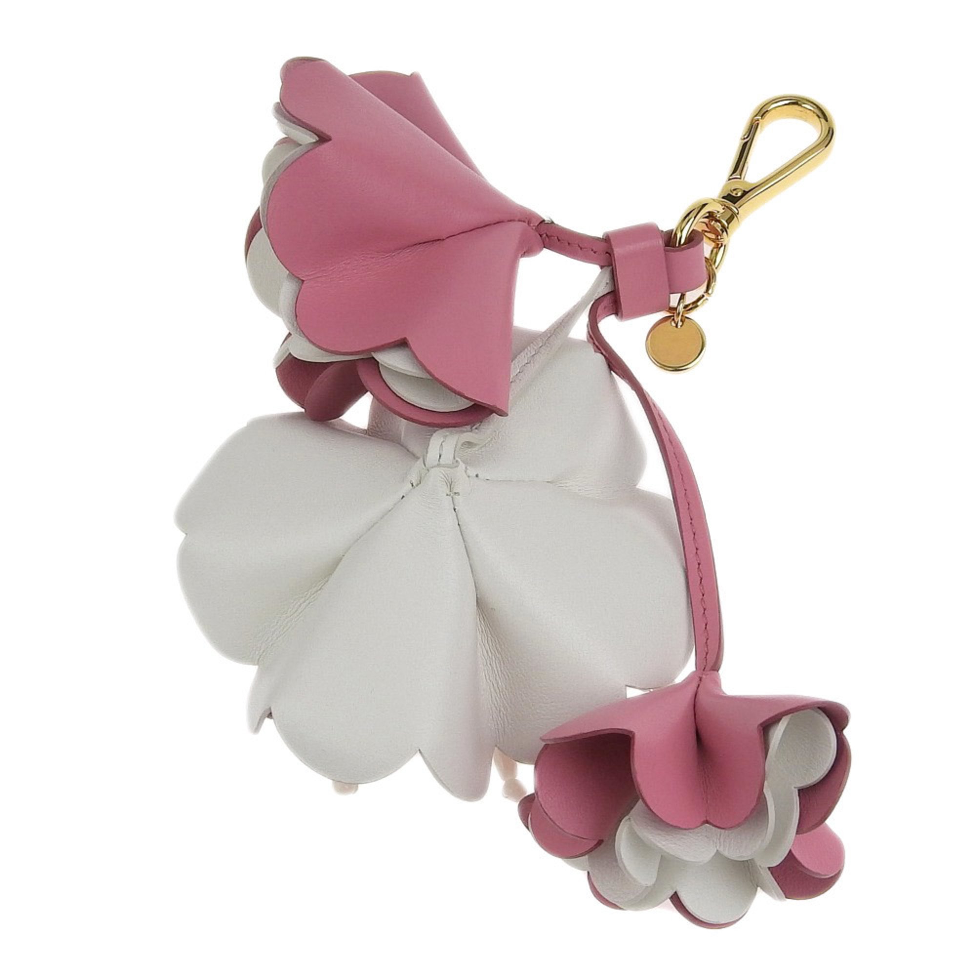 Miu MIUMIU Flower Bag Charm Pink White 5TL165