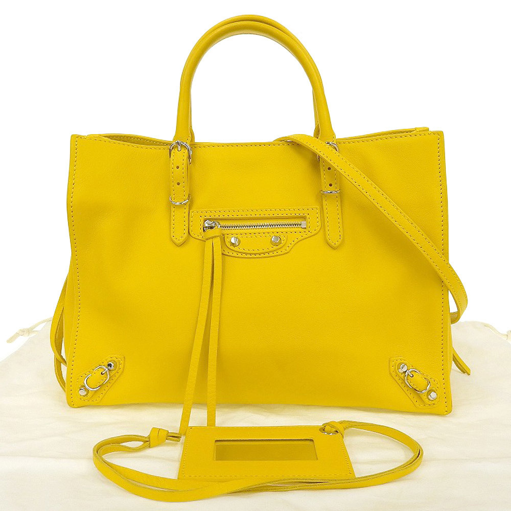 Balenciaga BALENCIAGA paper mini 2WAY bag leather yellow 370926 | eLADY ...