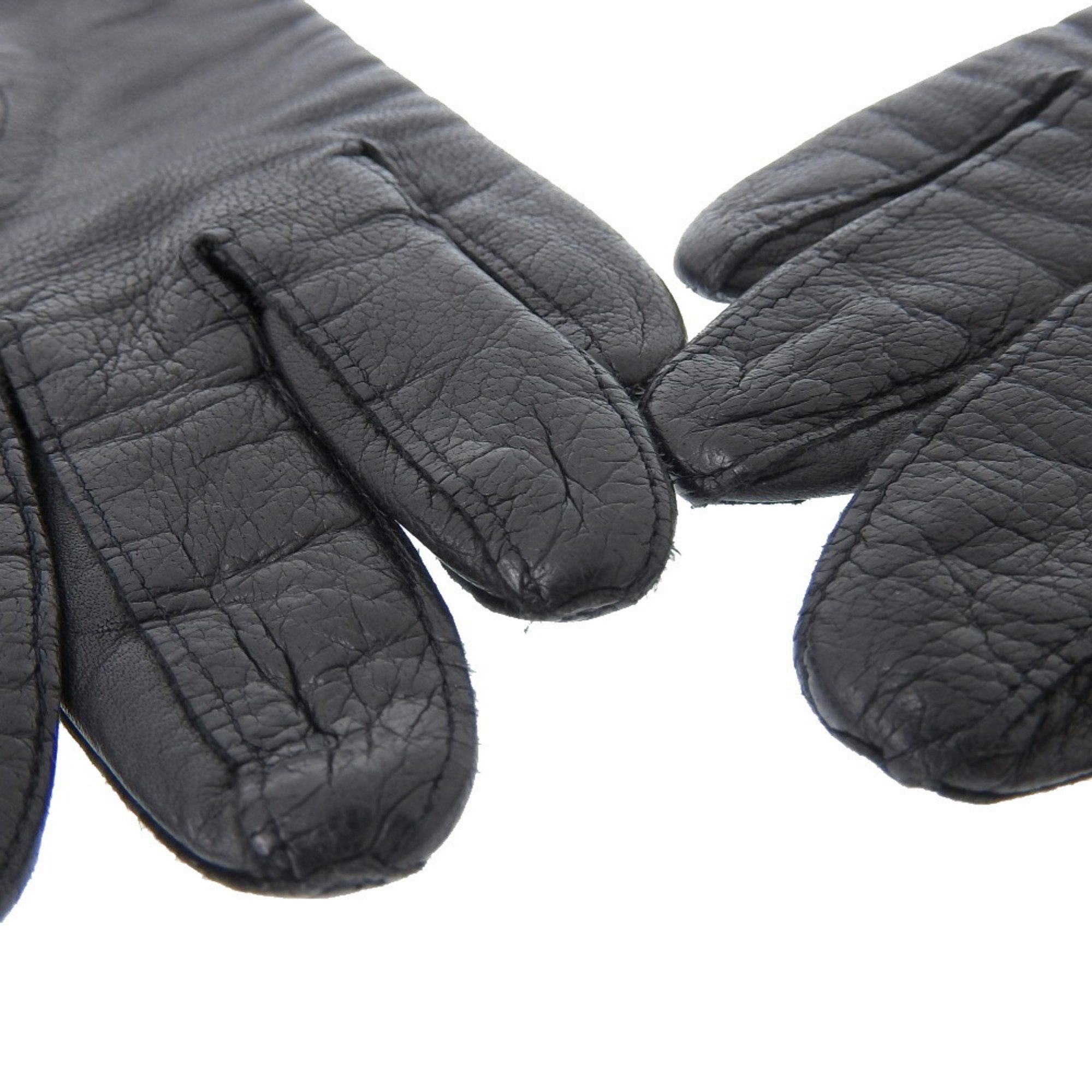 Barry BALLY ribbon gloves leather black size 7