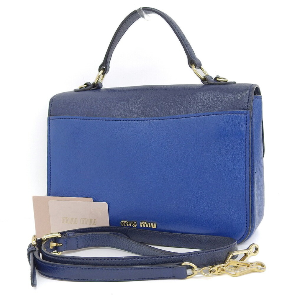 Used MIU MIU Madras/2Way/Handbag/Leather/Gray Bag