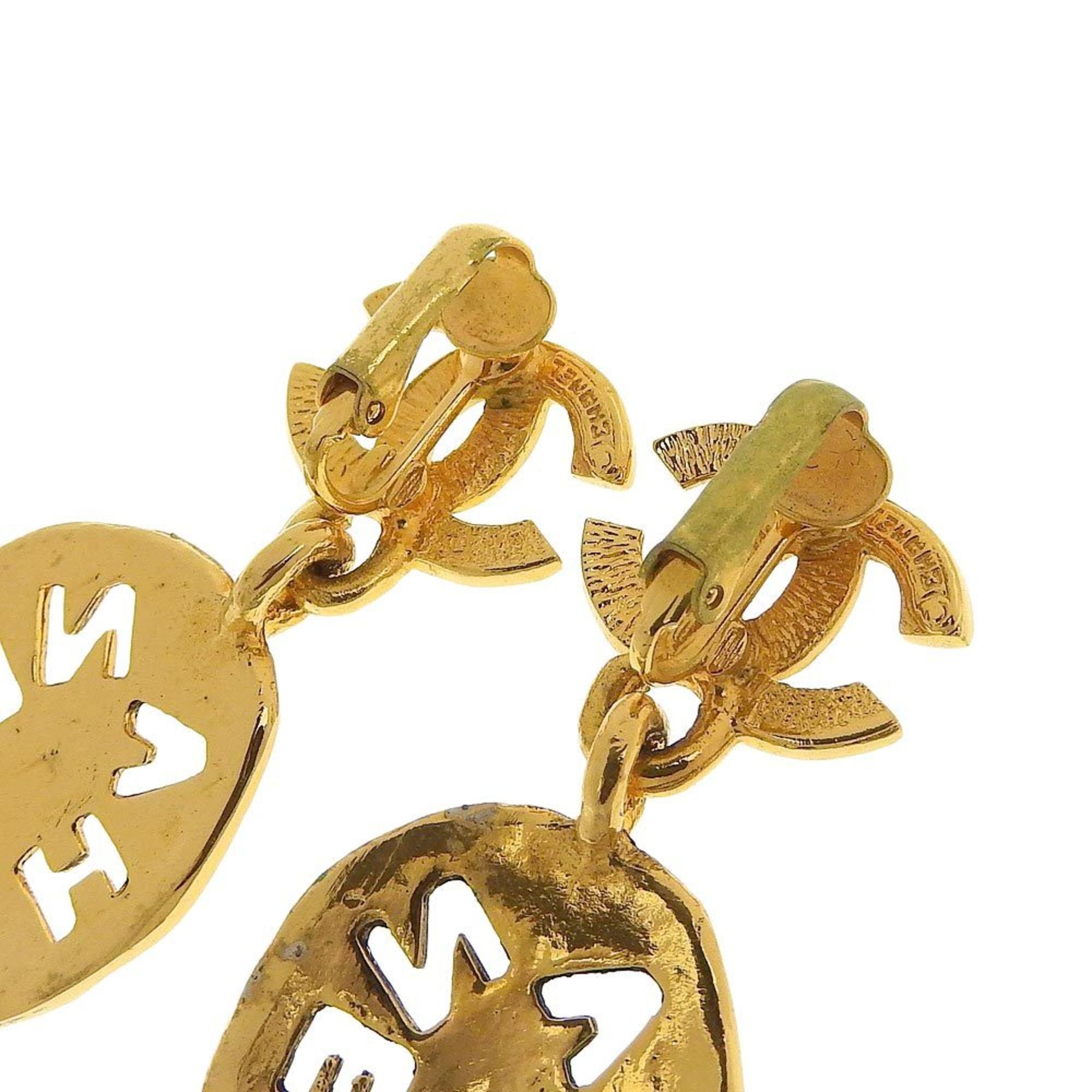 Chanel CHANEL earrings here mark gold logo vintage