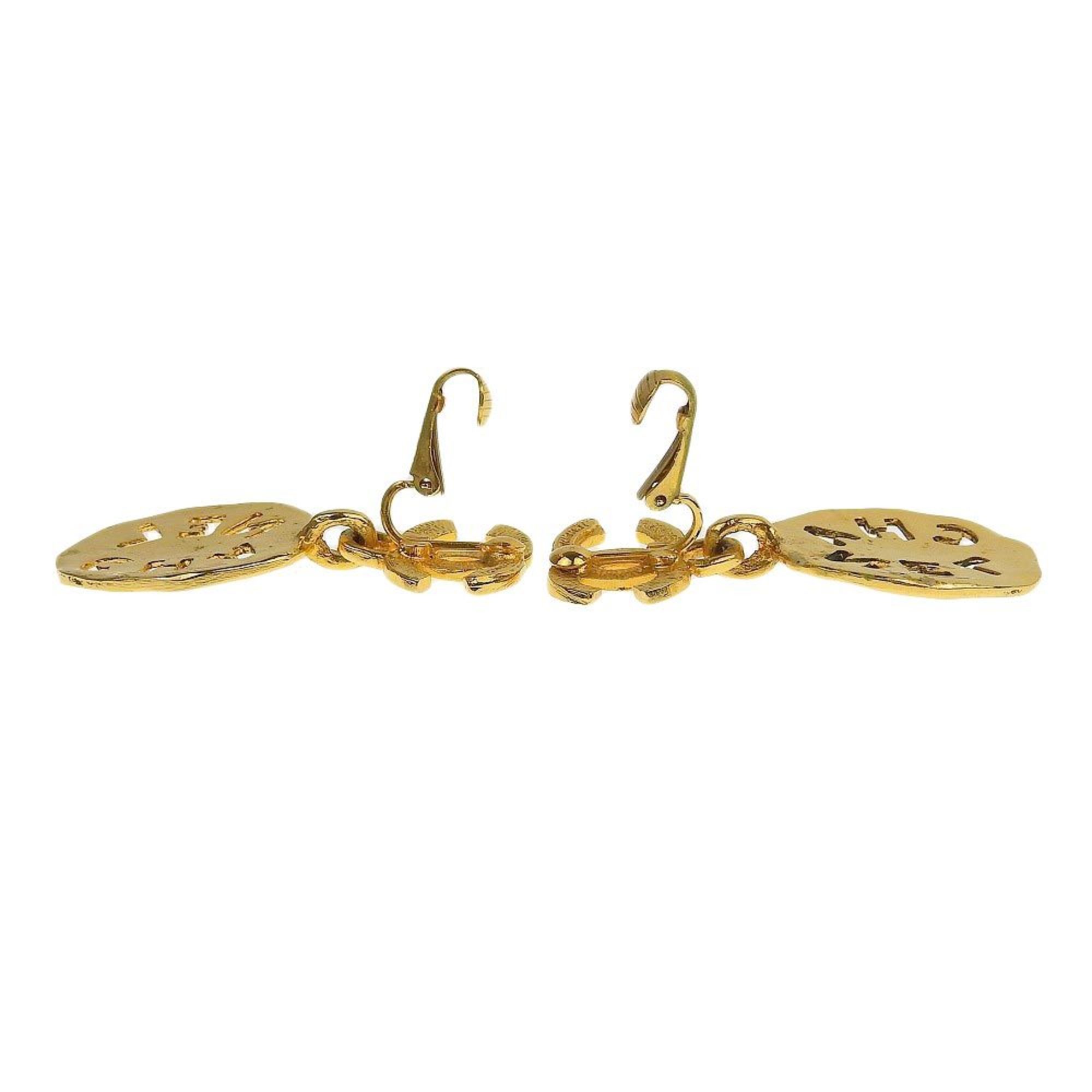 Chanel CHANEL earrings here mark gold logo vintage
