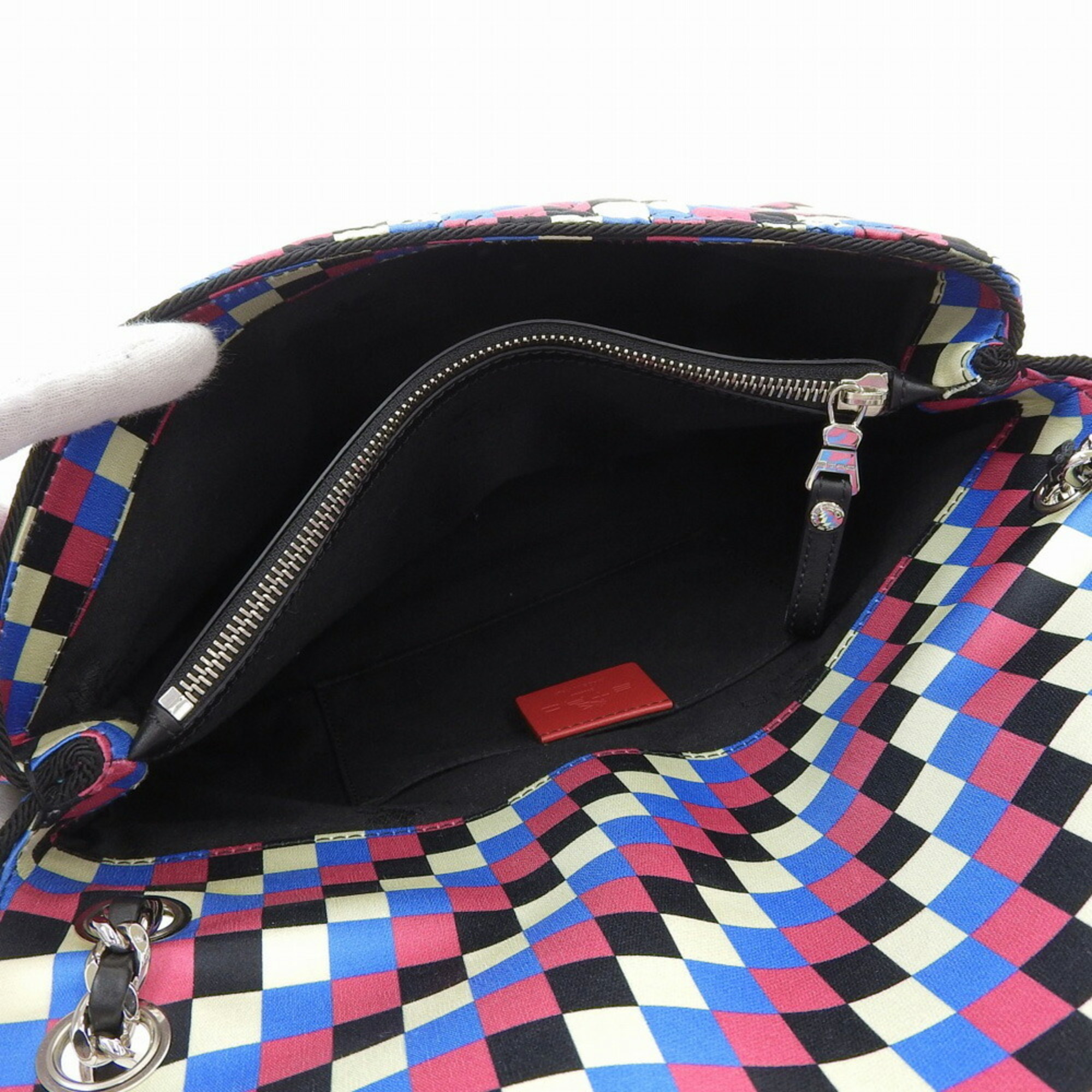 Eteo Flower Pattern Shoulder Bag Satin Leather Multicolor 1H664