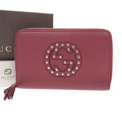 Gucci GUCCI Soho Medium Interlocking G Round Zipper Long Wallet Wine Red 351486 2149