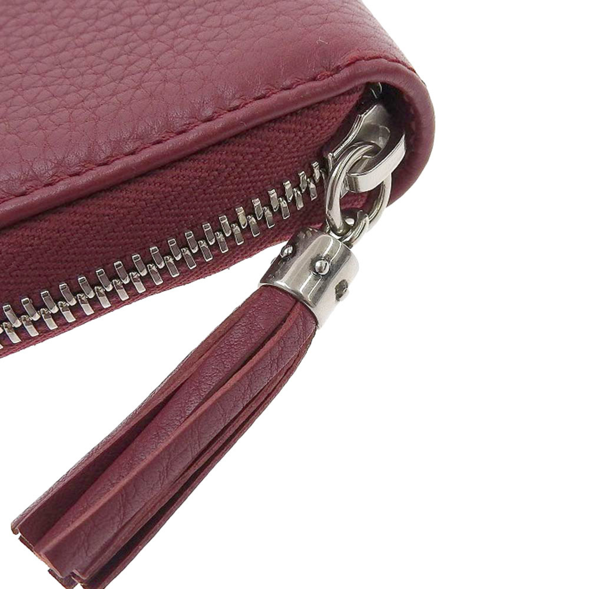 Gucci GUCCI Soho Medium Interlocking G Round Zipper Long Wallet Wine Red 351486 2149