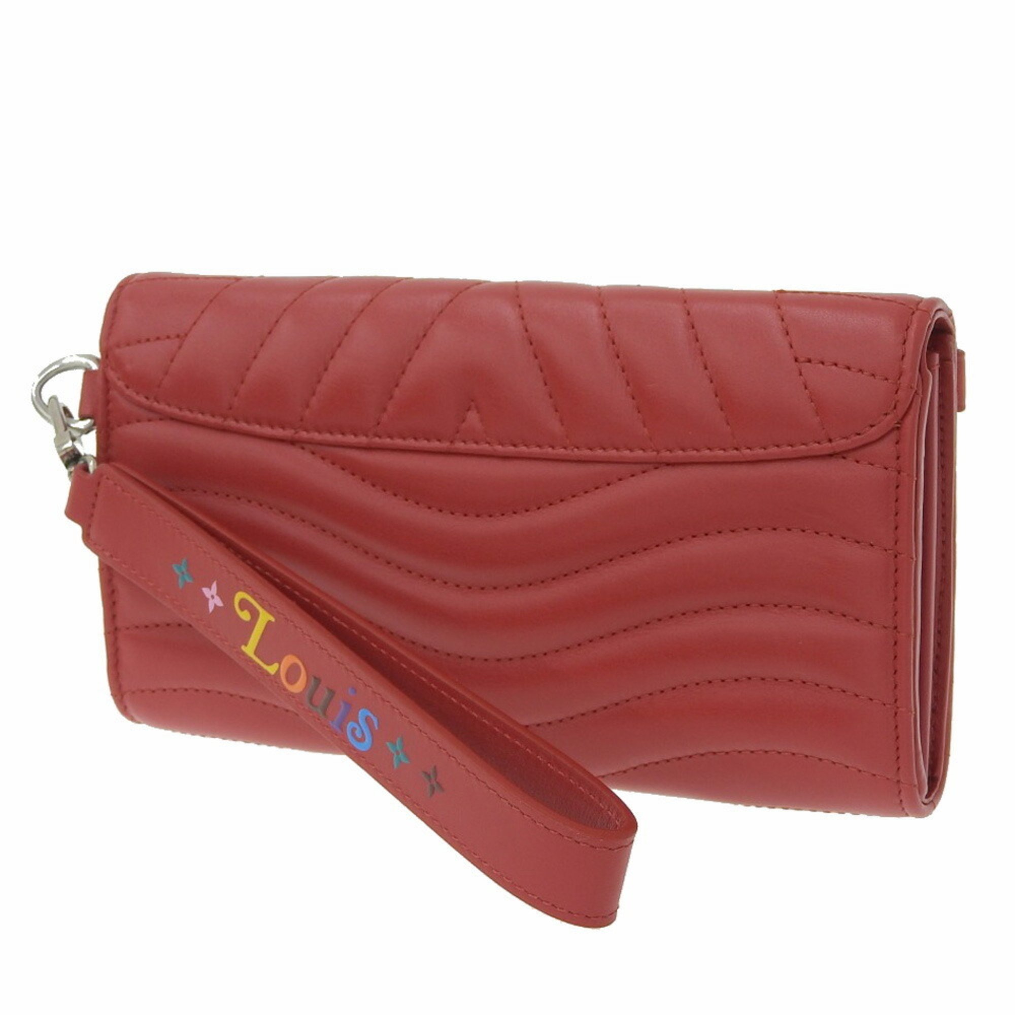 Louis Vuitton LOUIS VUITTON New Wave Long Wallet with Hook Quilted Red