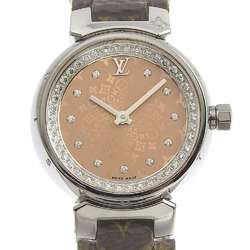Louis Vuitton LOUIS VUITTON Tambour Monogram Index Diamond Women's Quartz Battery Wristwatch Q12MO