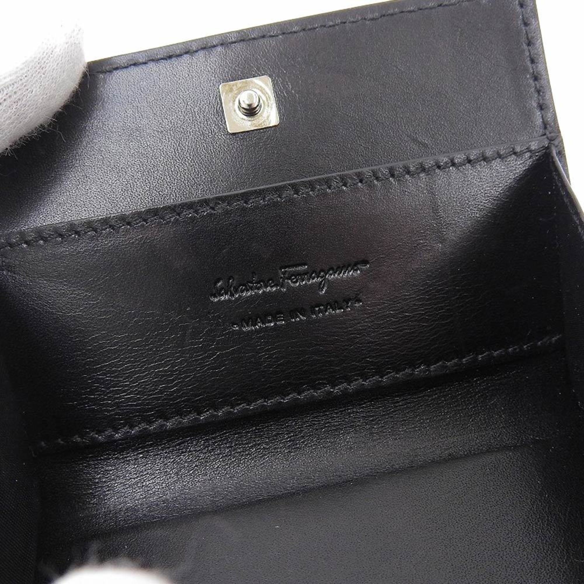 Salvatore Ferragamo coin purse case leather black 66 5019 12