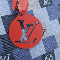 Louis Vuitton LOUIS VUITTON Monogram Denim On The Go GM 2WAY Bag Blue Red M44992