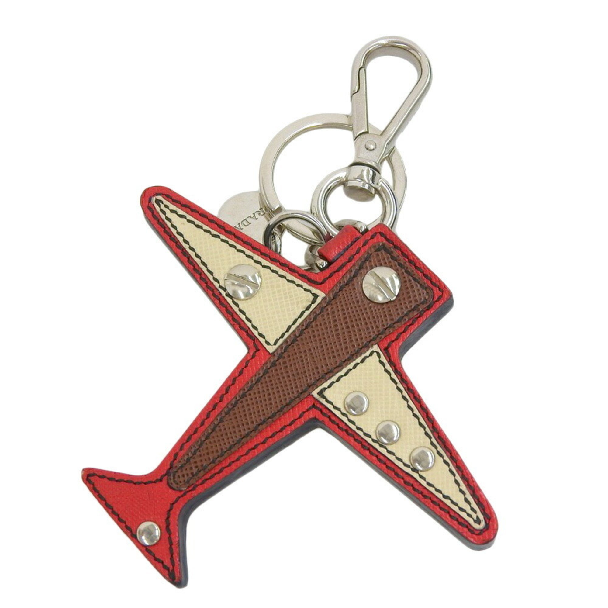 Prada PRADA air plane charm key holder leather airplane